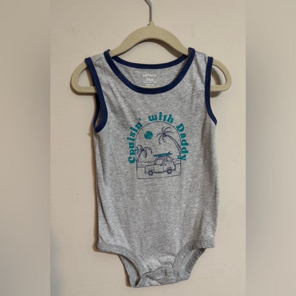Carters | Gray Crusing With Daddy Tank Top Onesie | Size 24 Months